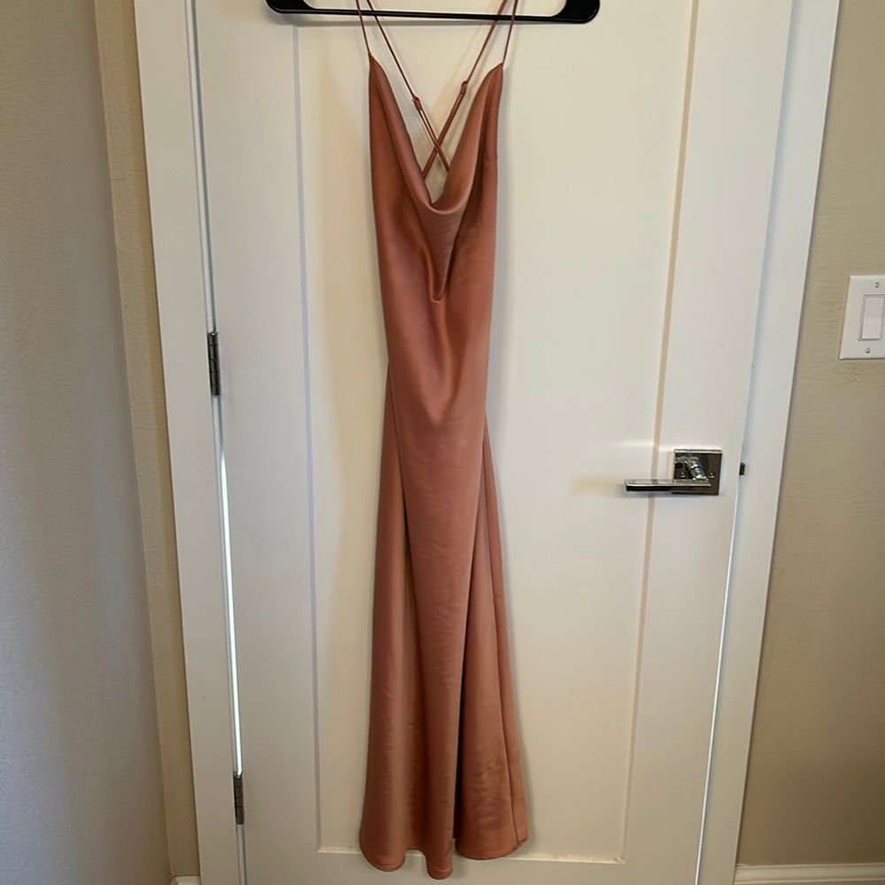 WAYF Cowl Neck Midi Slipdress